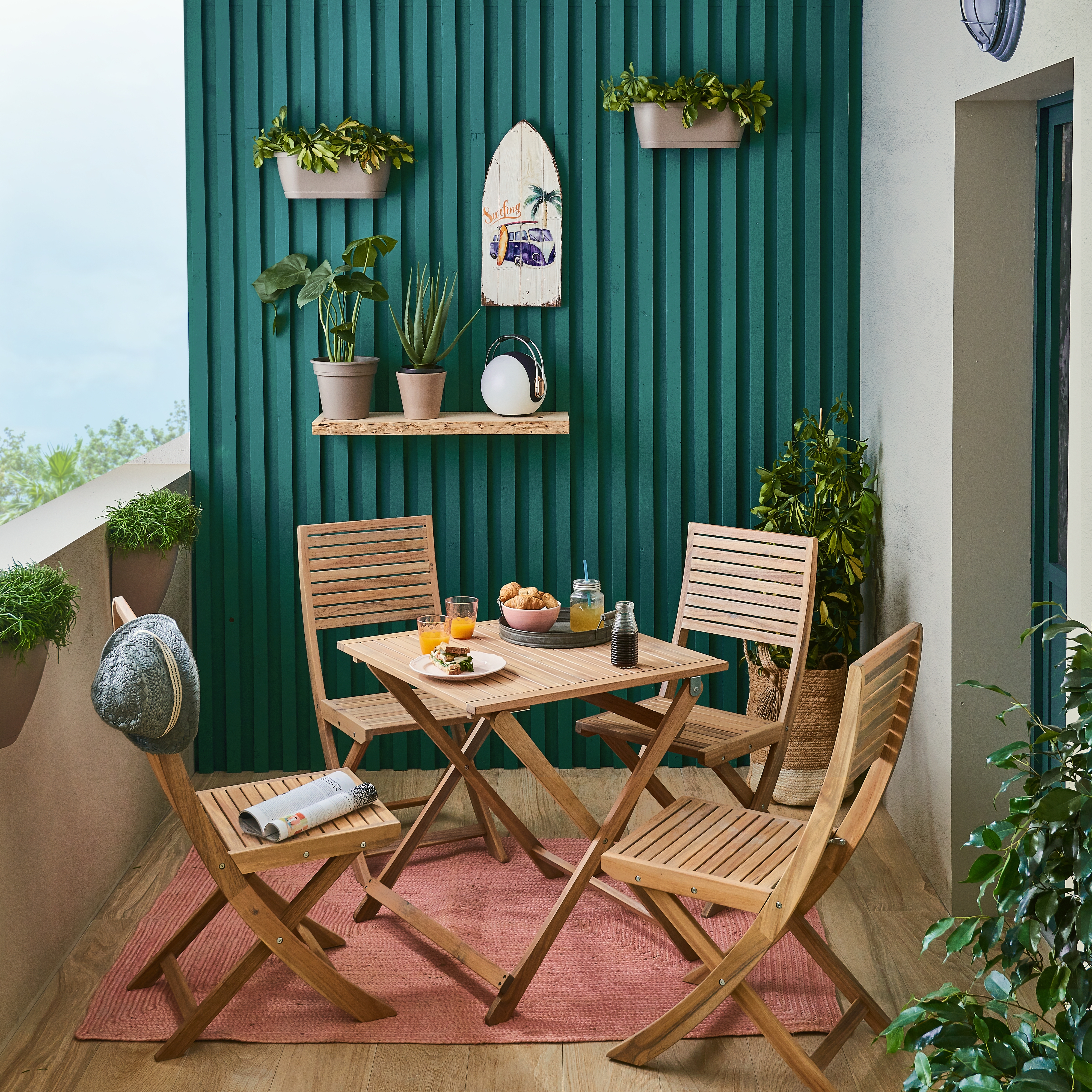 Tavolo da giardino quadrato Solis NATERIAL con piano in legno L 70 x L 70 cm - 11