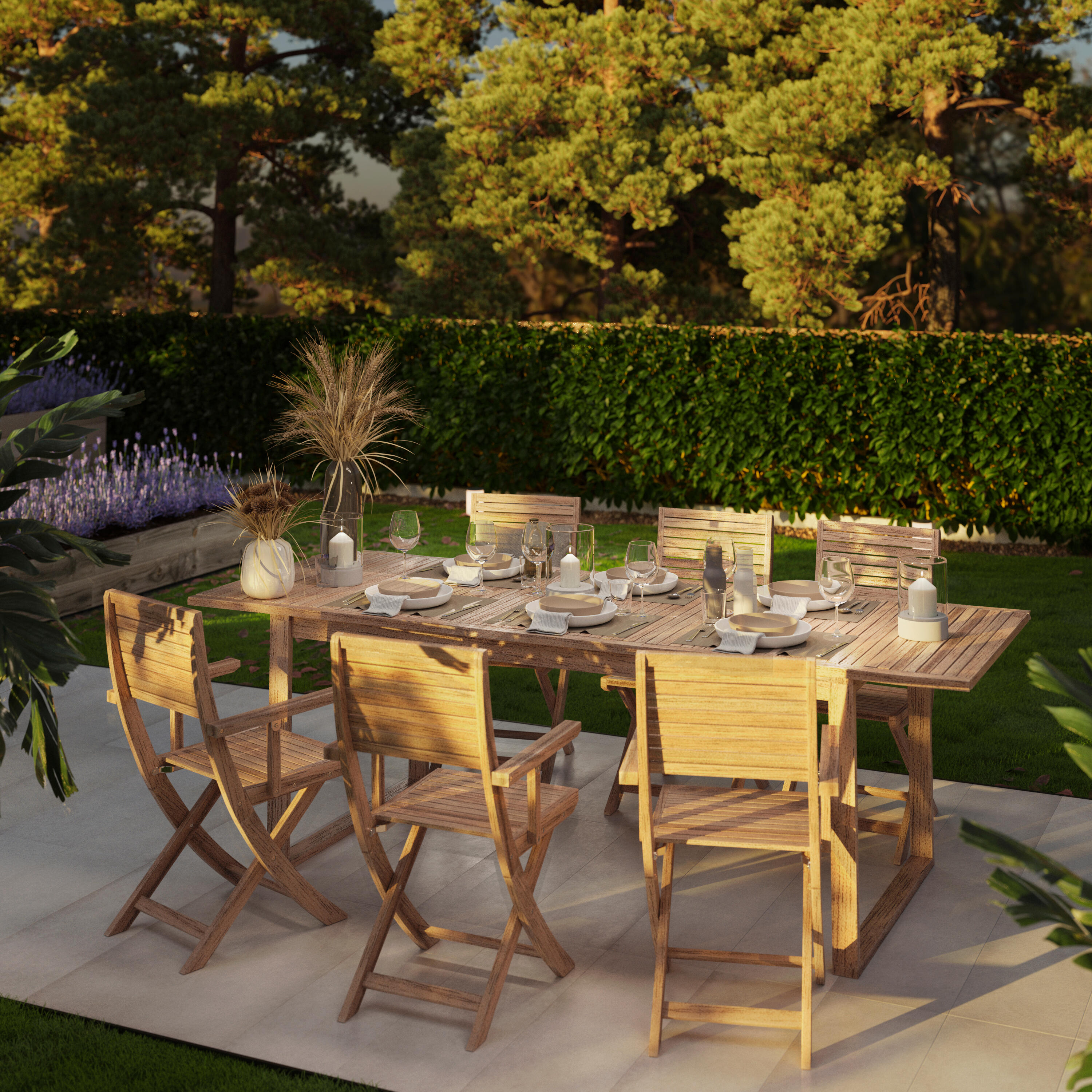 Tavolo da giardino allungabile rettangolare Solaris NATERIAL con piano in legno L 180/240 x P 90 cm - 29