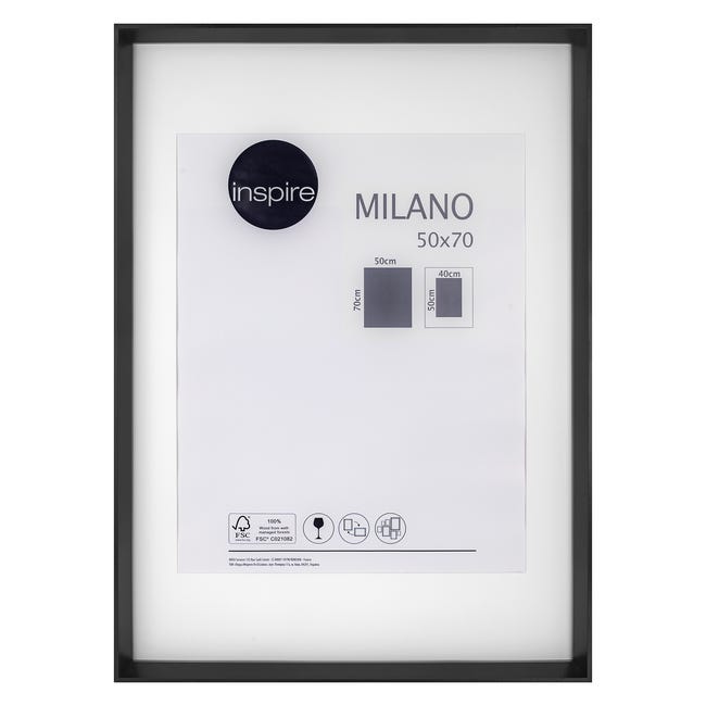 Cornice con passe-partout Inspire milano nero 50x70 cm - 1