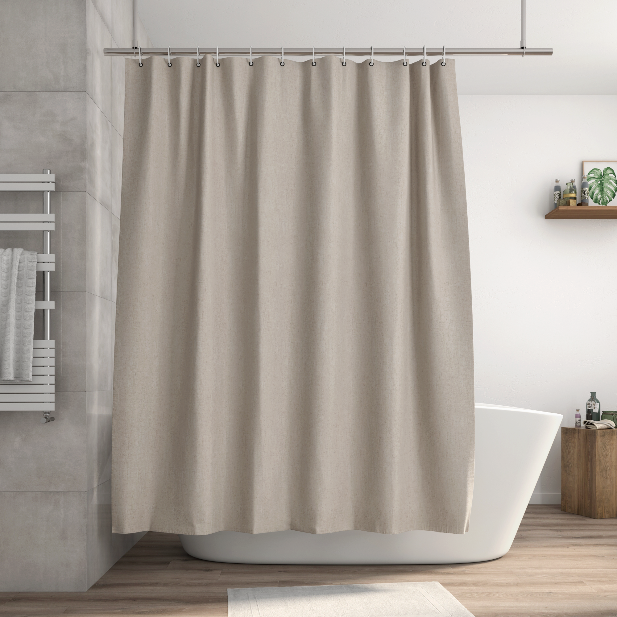 grigio 180 x 180 cm tenda impermeabile in poliestere liscio UNISHOP Tenda da doccia con anelli inclusi lavabile in lavatrice 