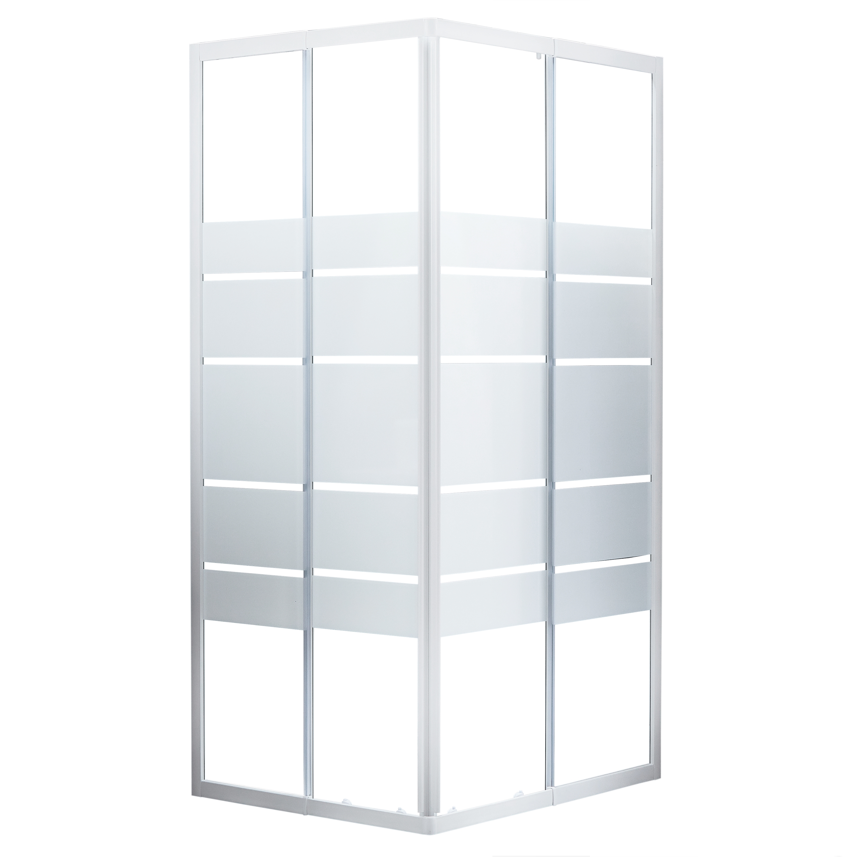 Box doccia quadrato scorrevole Essential 80 x 80 cm, H 185 cm in vetro temprato, spessore 4 mm serigrafato bianco - 1