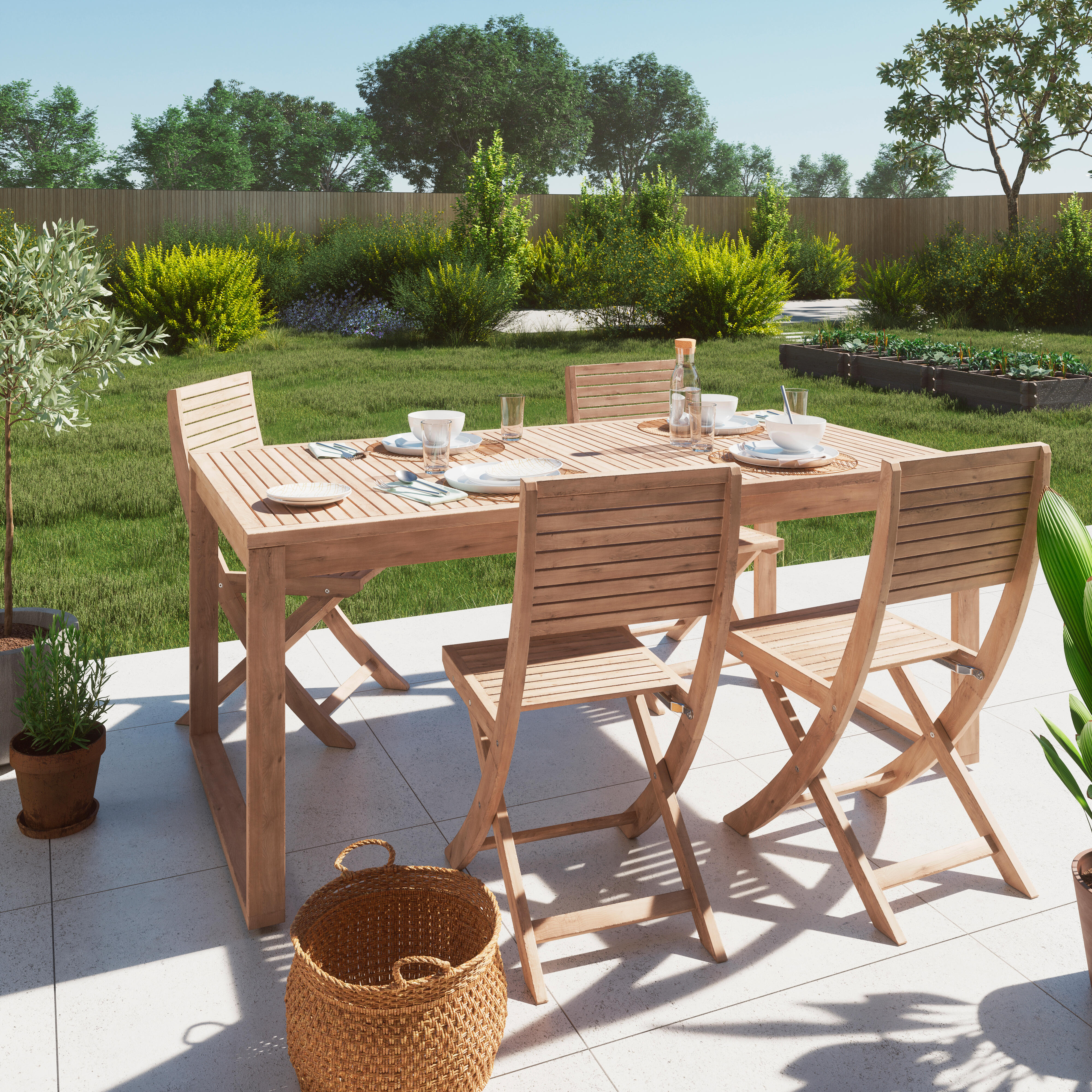 Sedia da giardino senza cuscino pieghevole in legno Solaris NATERIAL colore acacia - 31