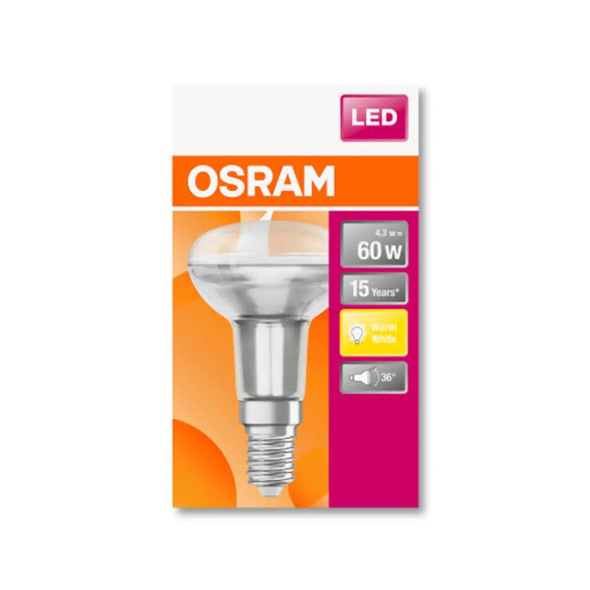 Lampadina LED, E14, Faretto, Trasparente, Luce calda, 4.3W=345LM (equiv 60 W), 36° , OSRAM - 6