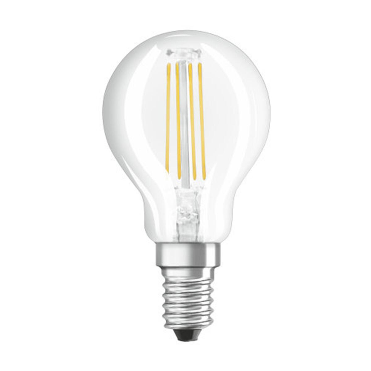 sostituisce le tradizionali lampadine 40W forma di candela bianco freddo 470 lumen 4000K OSRAM LED BASE Classic P40 lampade LED a filamento smerigliato in vetro per base E14 scatola da 3