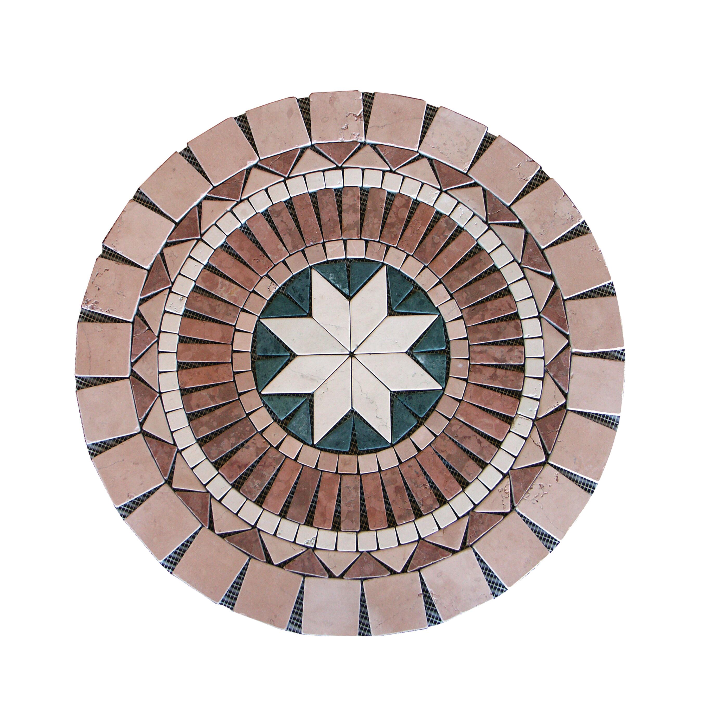 Rosone in pietra Garda rosso multicolore L 33 x L 33cm x Sp. 7 mm