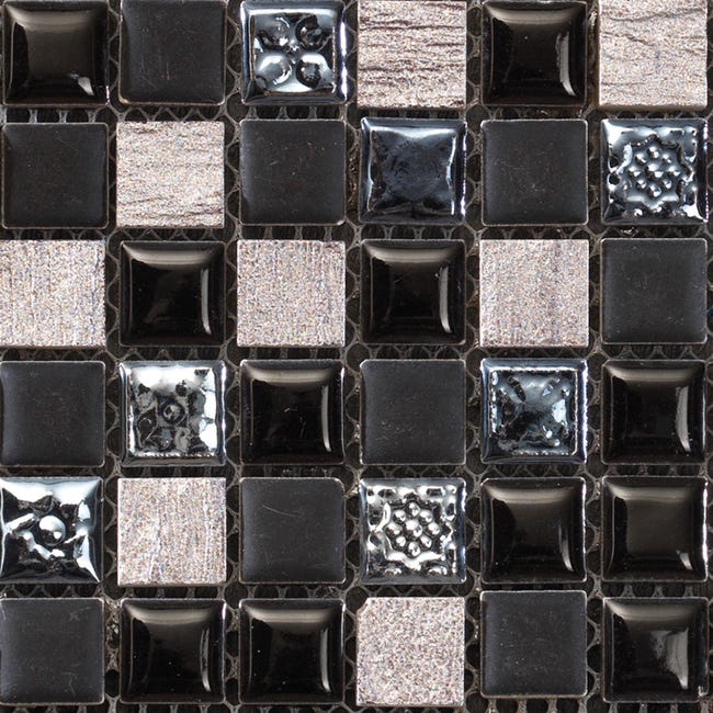 Campione di mosaico Freedom Black H 10 x L 10 cm nero - 1