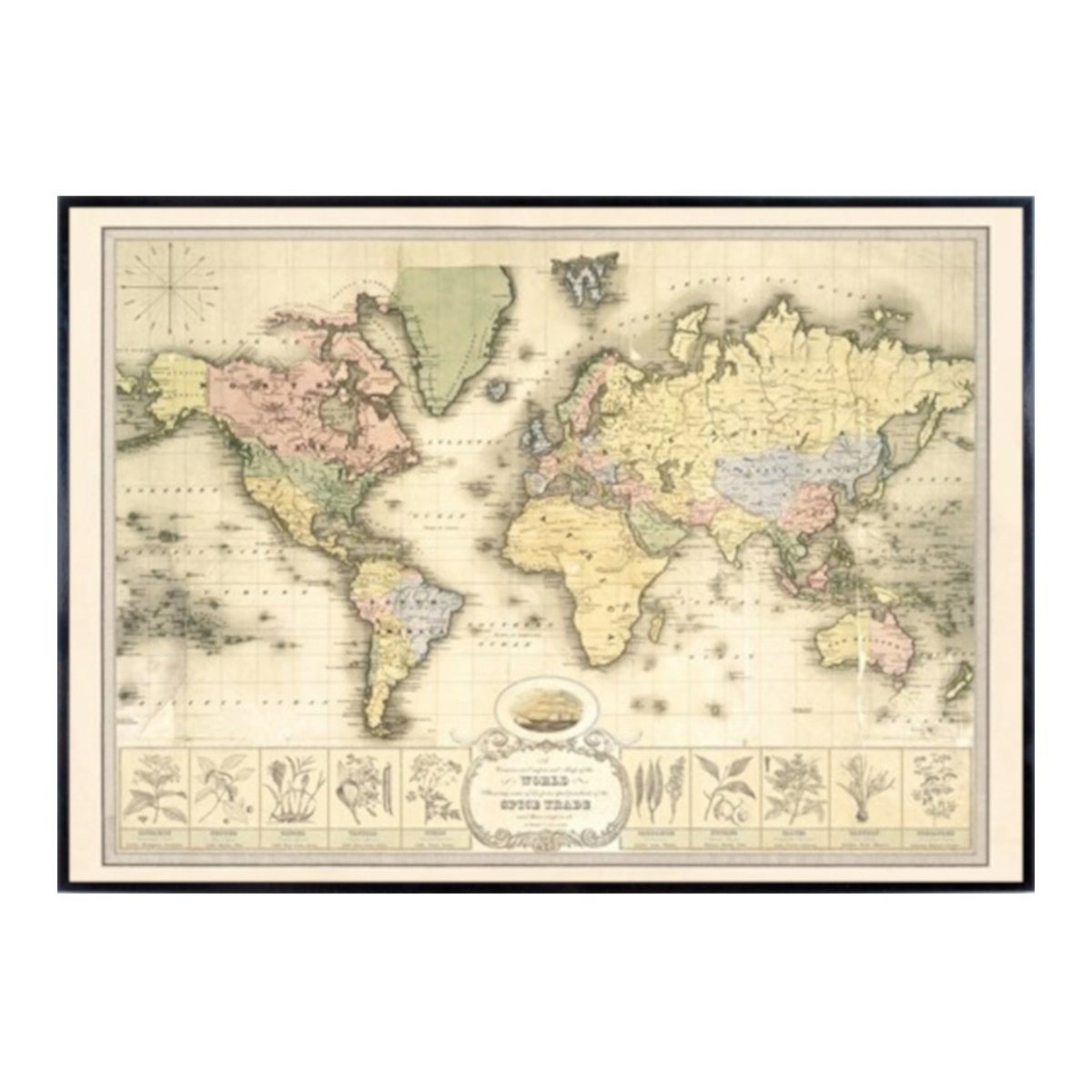 Stampa incorniciata W. Spice Map 40.7x60.7 cm