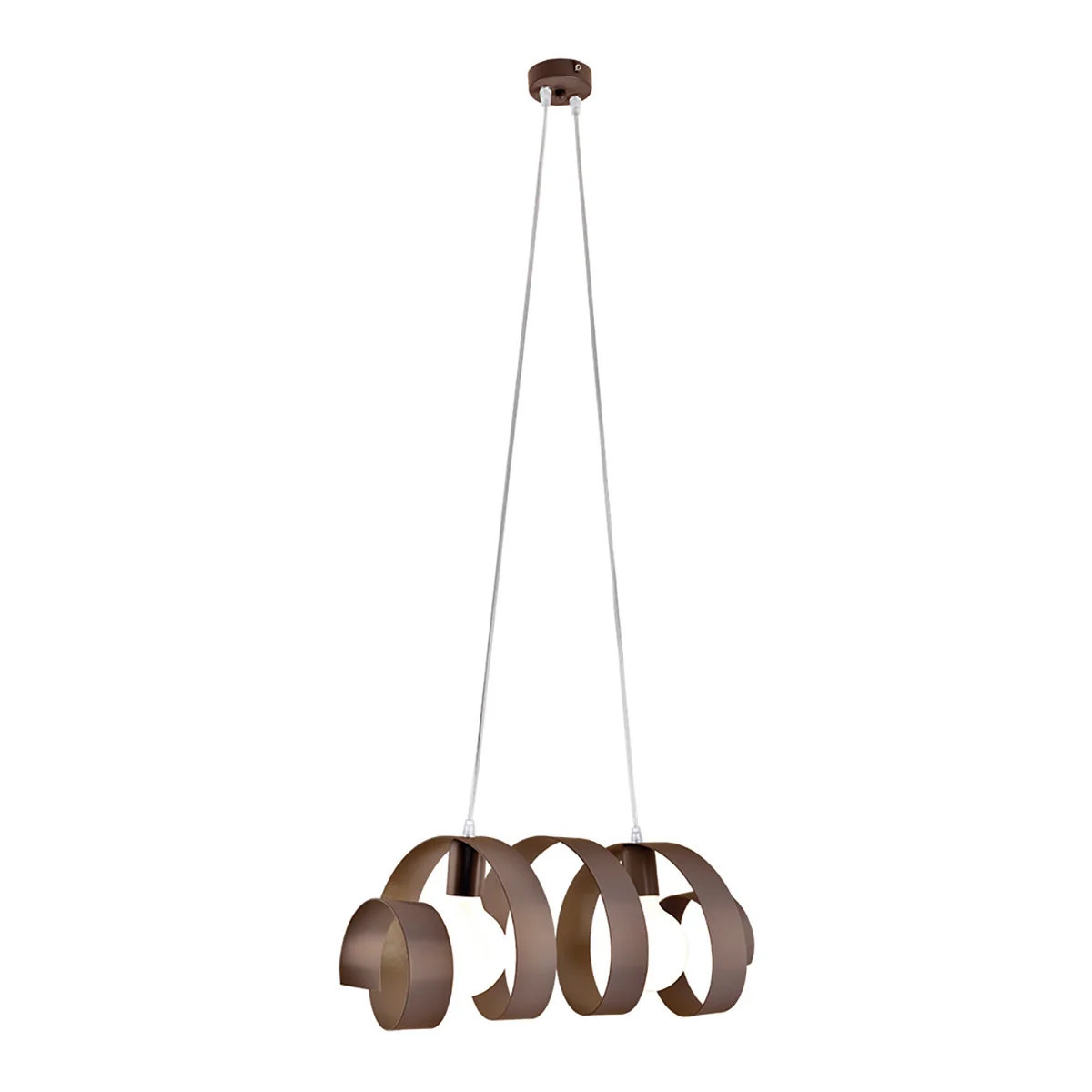 Lampadario Moderno Twister tortora in ferro, L. 54 cm, 2 luci, NOVECENTO
