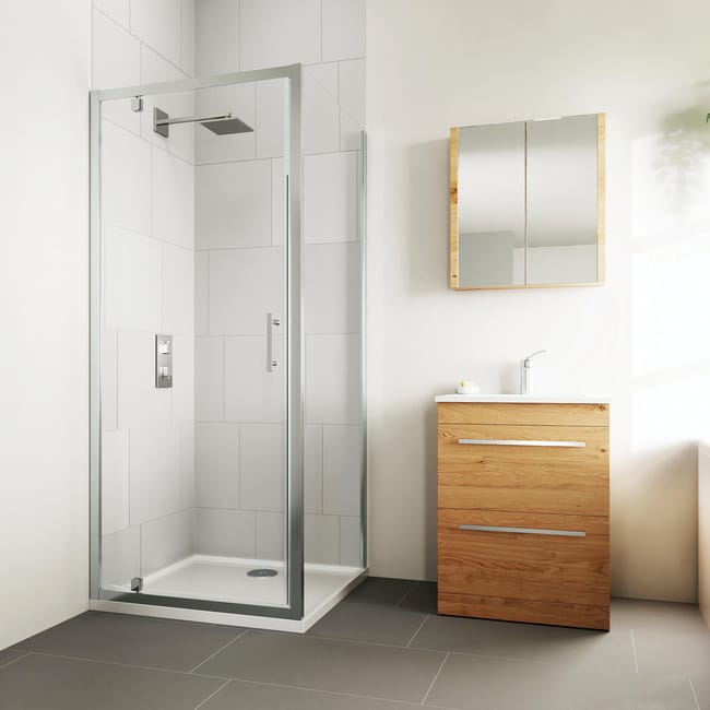 box doccia angolare con porta a battente e lato fisso quadrato verve 80 x 80 cm h 190 cm in vetro temprato spessore 6 mm trasparente cromato leroy merlin