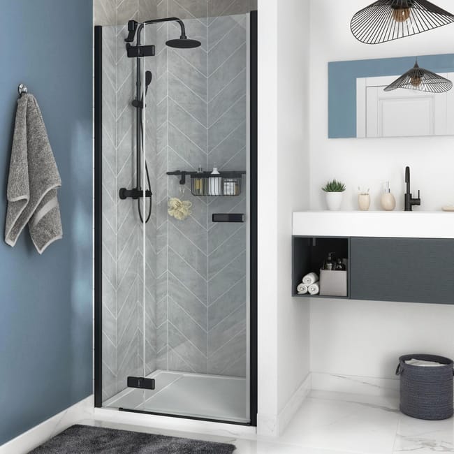 Porta Doccia Battente Neo 90 Cm H 200 Cm In Vetro Spessore 8 Mm Trasparente Nero Leroy Merlin Porta Doccia Nicchia Leroy Merlin