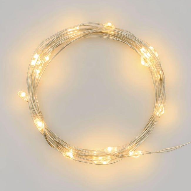Catena luminosa 100 lampadine LED bianco caldo Micro 1 m - 1