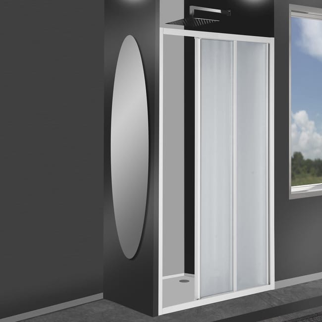 Porta Doccia 3 Ante Scorrevoli Plumin 90 Cm H 185 Cm In Vetro Temprato Spessore 3 Mm Piumato Bianco Leroy Merlin Porta Doccia Nicchia Leroy Merlin