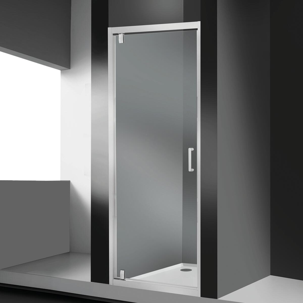Box doccia angolare con porta a battente e lato fisso quadrato Sinque 80 x 80 cm, H 190 cm in vetro temprato, spessore 5 mm trasparente bianco