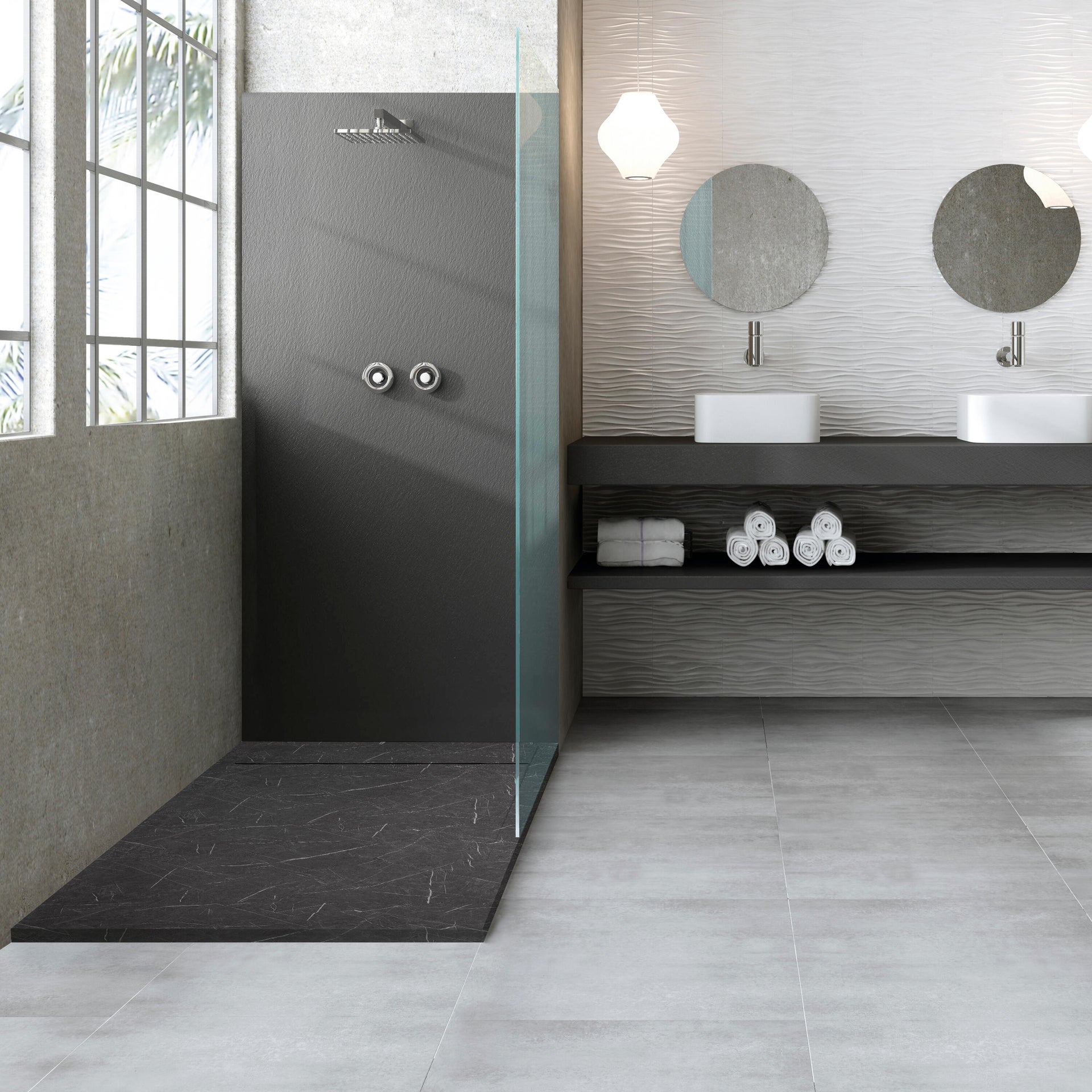 Piatto doccia gelcoat Neo marmo 70 x 80 cm nero