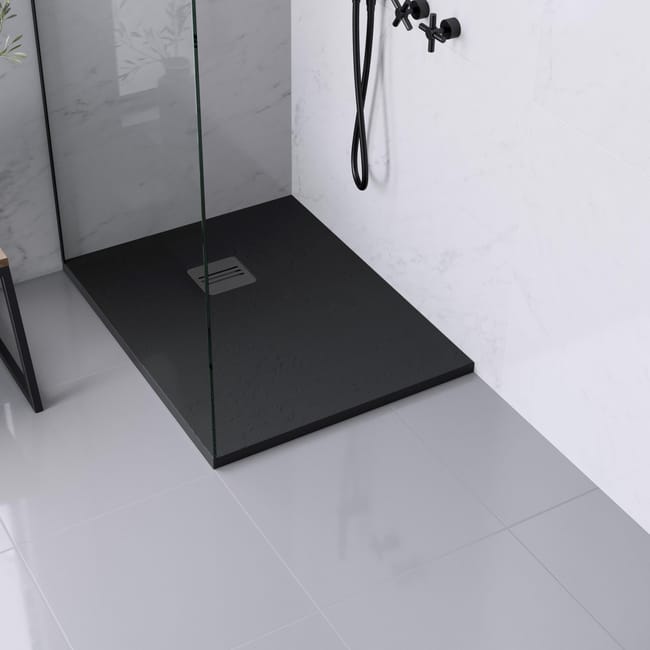 Piatto Doccia Ultrasottile Resina Sintetica E Polvere Di Marmo Remix 70 X 100 Cm Nero Leroy Merlin Leroy Merlin Piatti Doccia Rettangolari