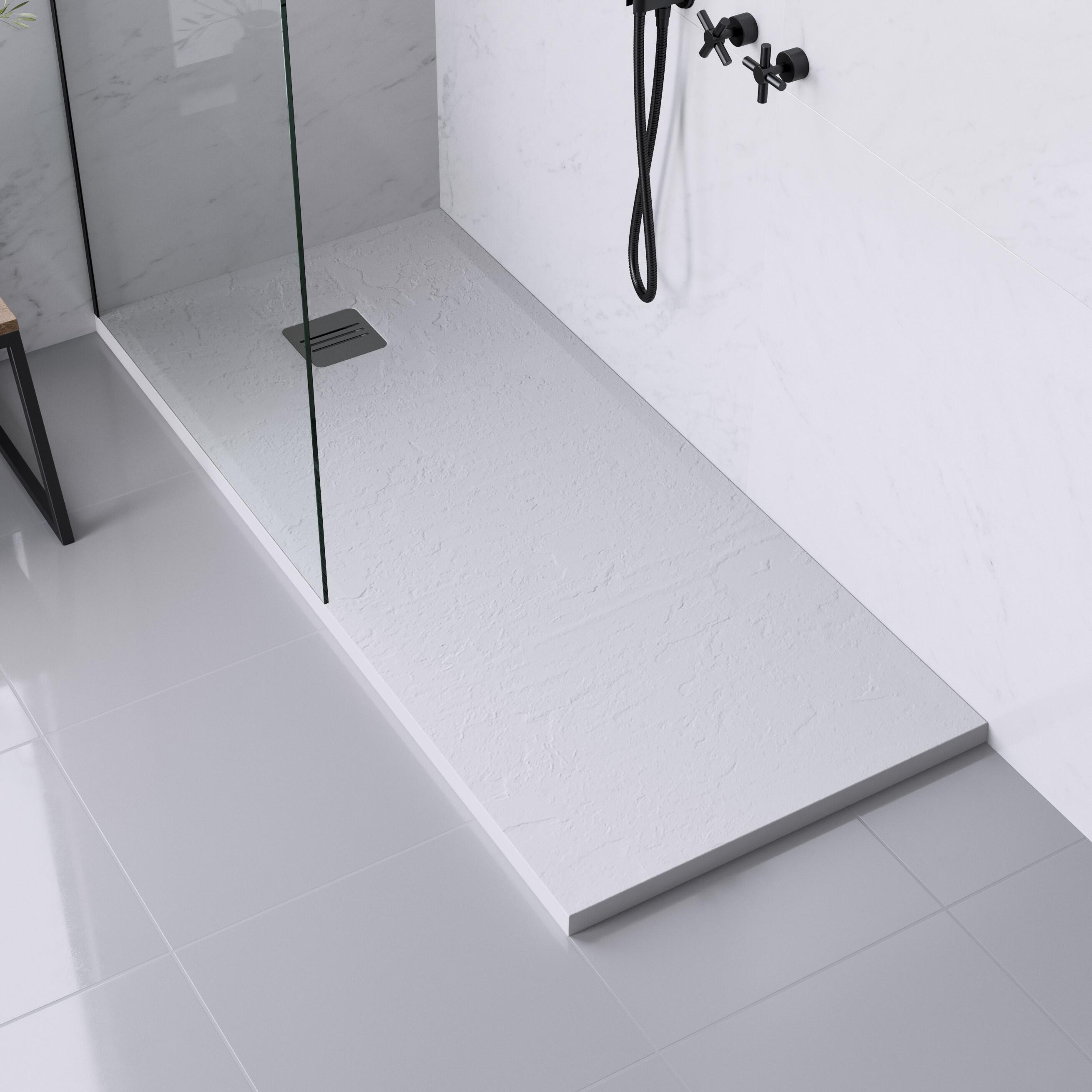 Piatto doccia ultrasottile resina sintetica e polvere di marmo Remix 70 x 170 cm bianco - 2