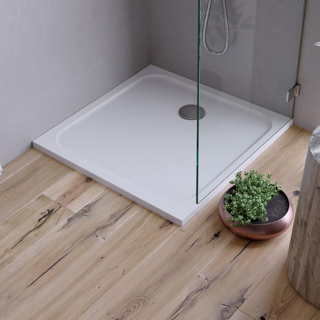 Piatto Doccia Ultrasottile Resina Sintetica E Polvere Di Marmo Easy 80 X 80 Cm Bianco Leroy Merlin Piatto Doccia 75 X 80