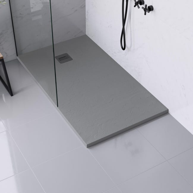 Piatto Doccia Ultrasottile Resina Sintetica E Polvere Di Marmo Remix 80 X 140 Cm Grigio Leroy Merlin Scarico Piatto Doccia Leroy Merlin