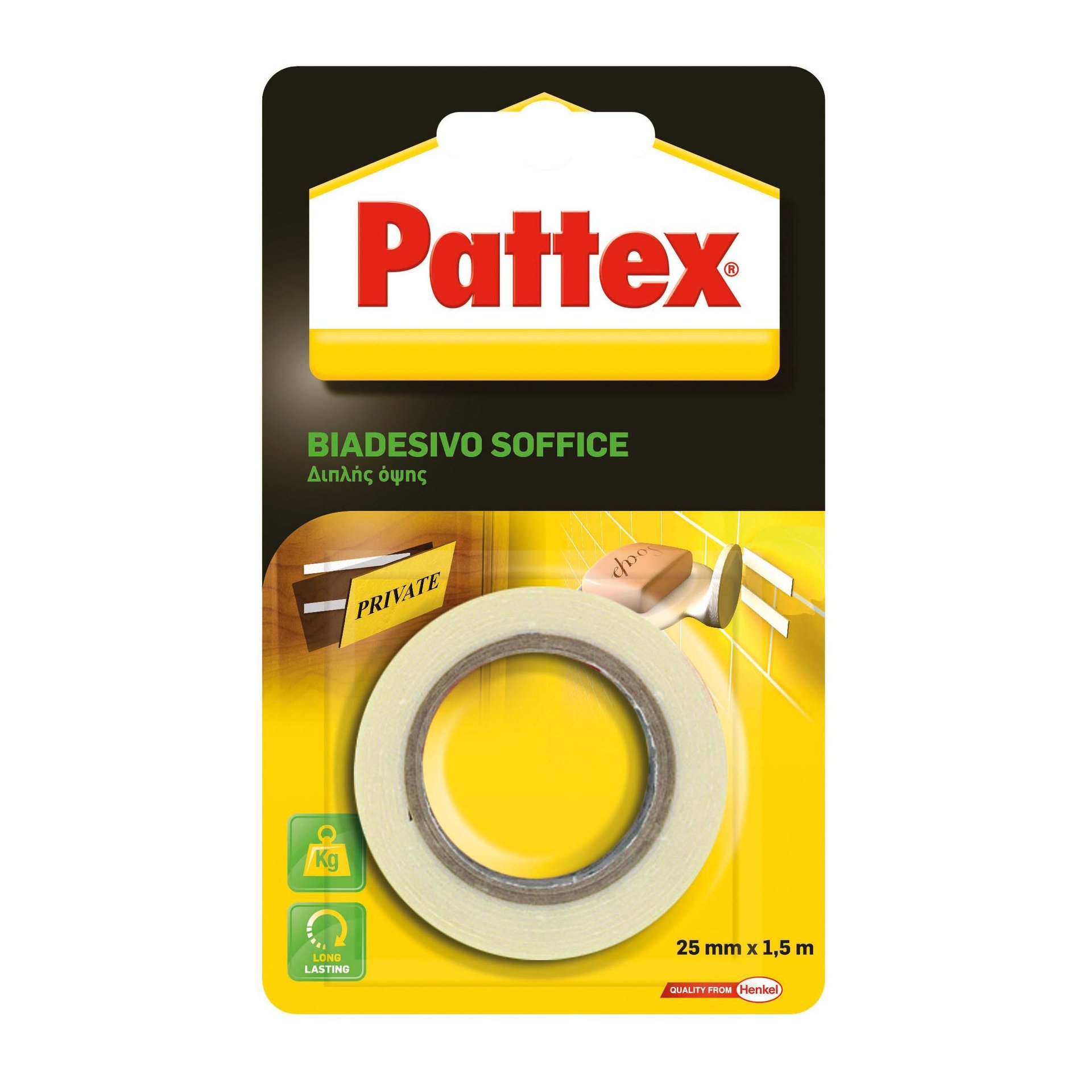 Nastro bi-adesivo PATTEX Biadesivo Soffice 1.5 m x 25 mm bianco