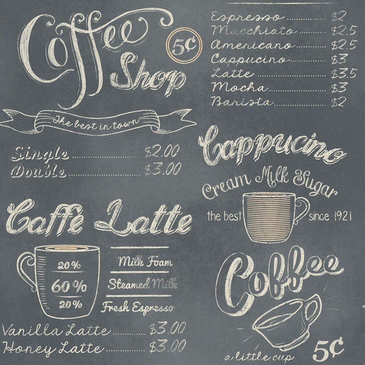 Carta Da Parati Coffee Shop Graffite 53 Cm X 10 M Leroy Merlin