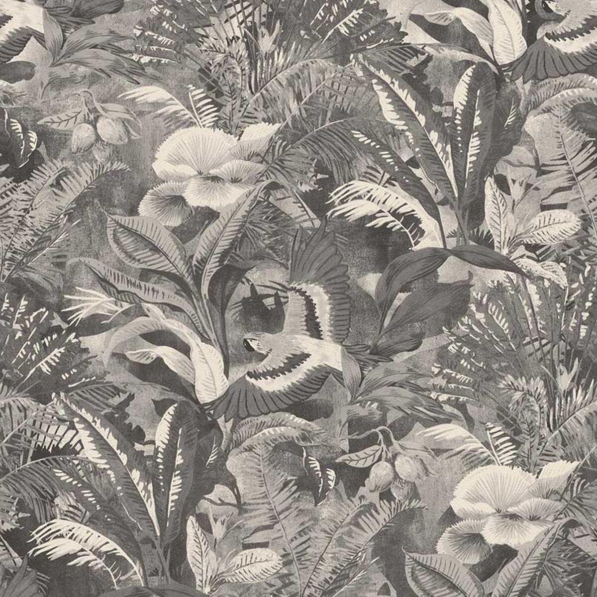 Carta da parati Tropical jungle grigio, 53 cm x 10 m