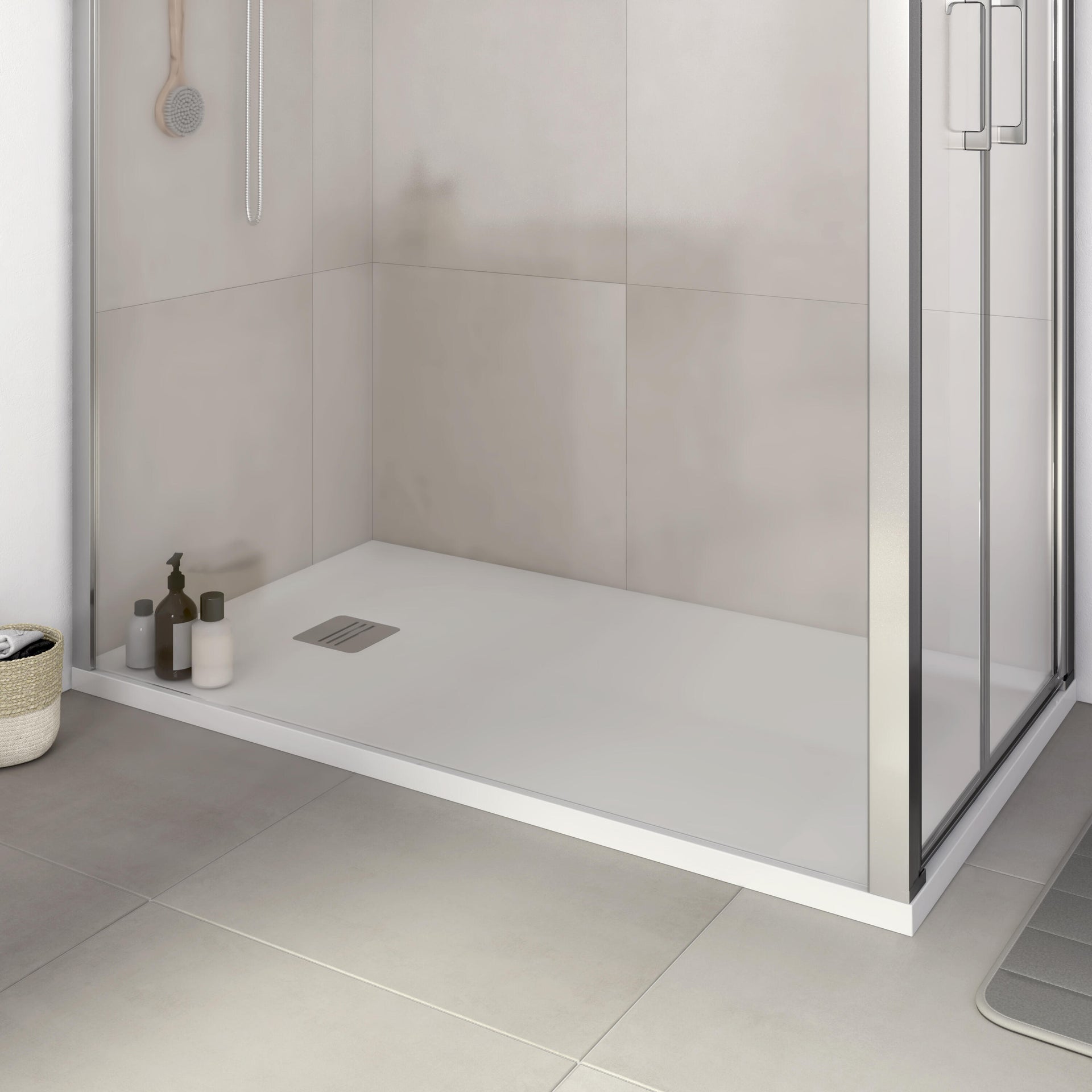 Piatto Doccia Ultrasottile Resina Sintetica E Polvere Di Marmo Remix 90 X 140 Cm Bianco Leroy Merlin