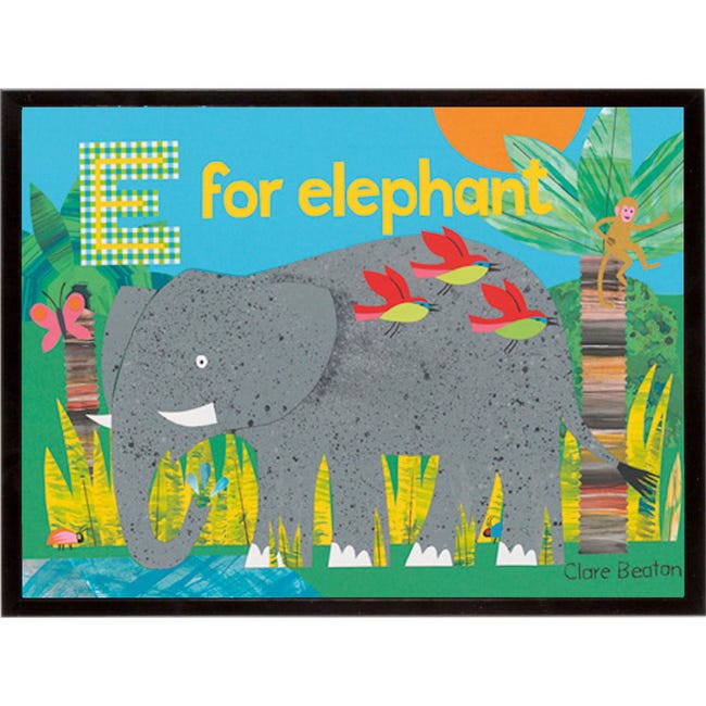 Stampa incorniciata E FOR ELEPHANT 32x42 cm - 1