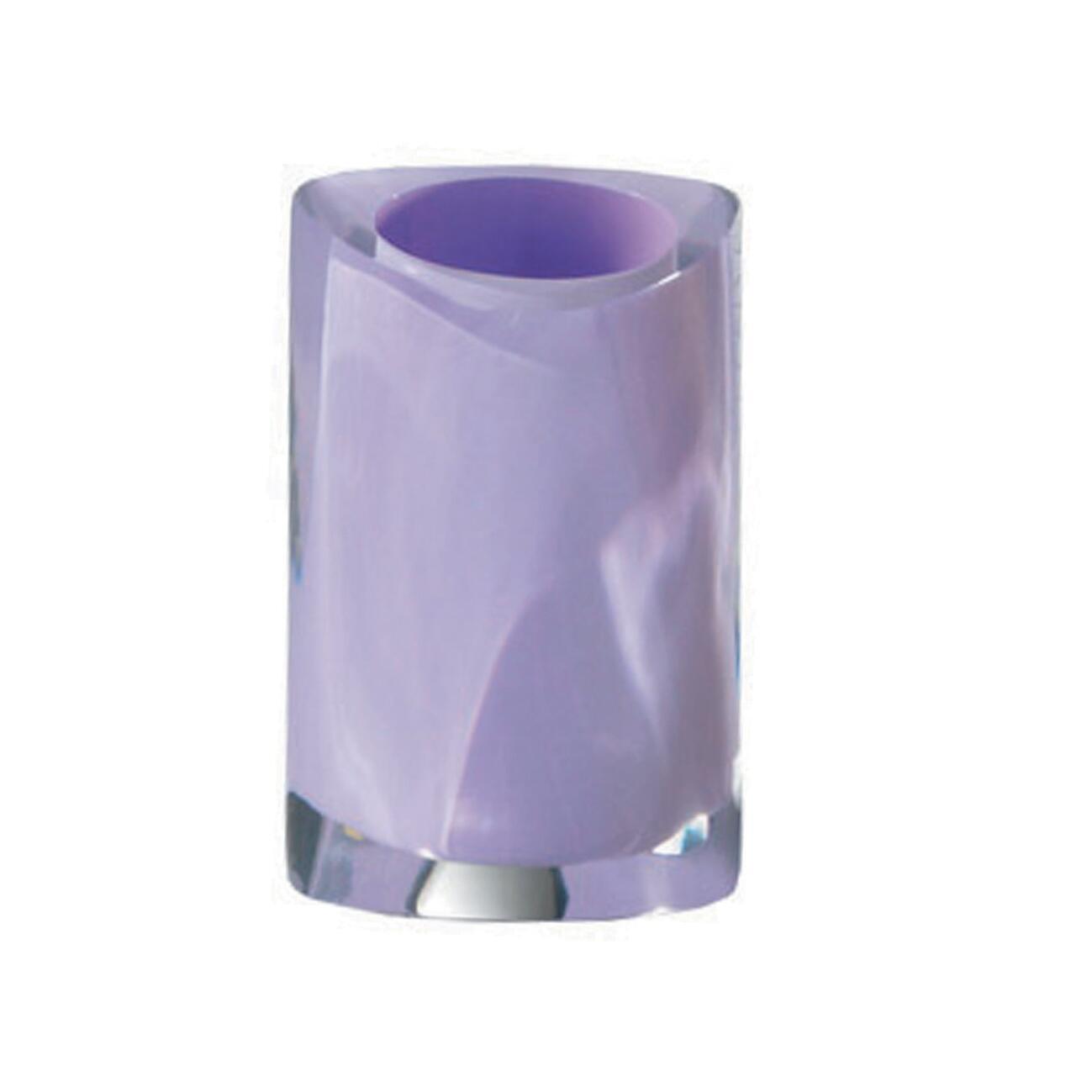 Bicchiere porta spazzolini Twist in resina lilla