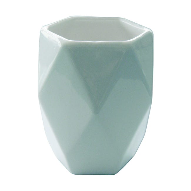 Bicchiere porta spazzolini Dalia in ceramica bianco - 1