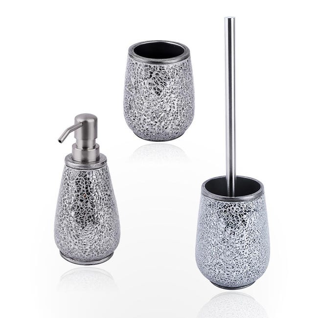 Set Di Accessori Per Bagno Glam Silver In Ceramica 3 Pezzi Leroy Merlin Set Accessori Bagno Leroy Merlin