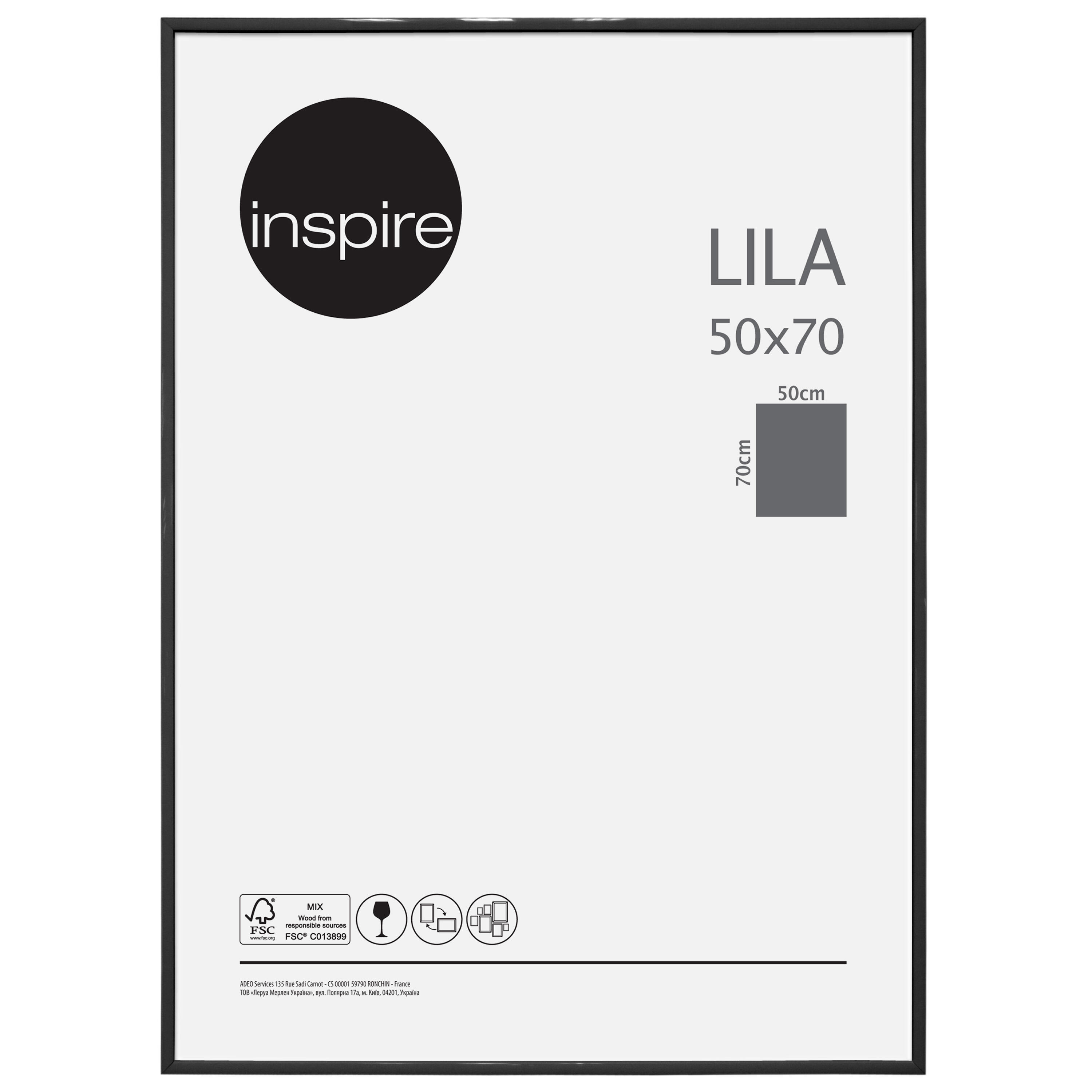 Cornice INSPIRE Lila nero per foto da 50x70 cm - 1