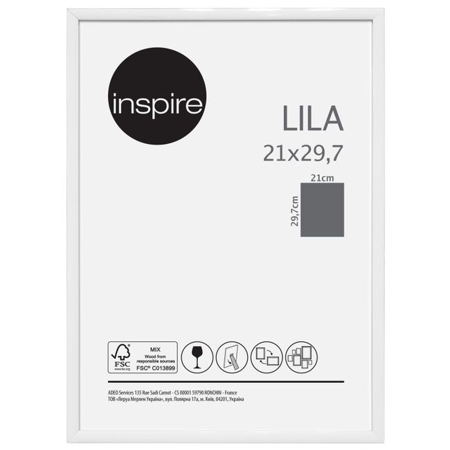 Cornice INSPIRE Lila bianco per foto da 21x29.7(A4) cm - 1