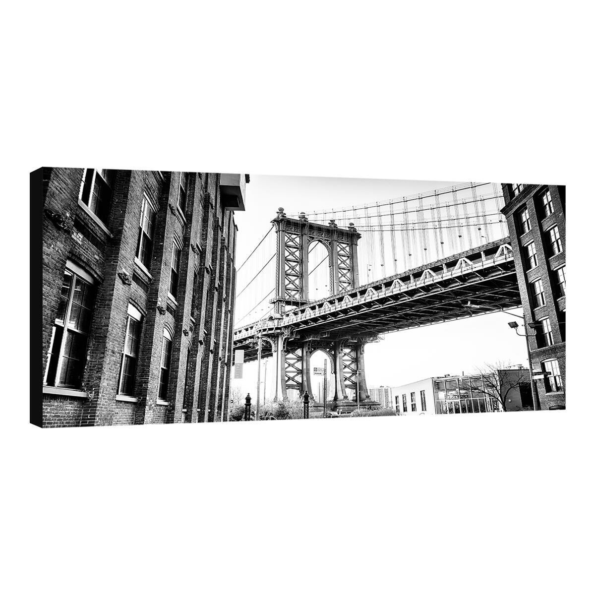 Dipinto su tela Zoom Manhattan bridge b&w 100x50 cm - 3
