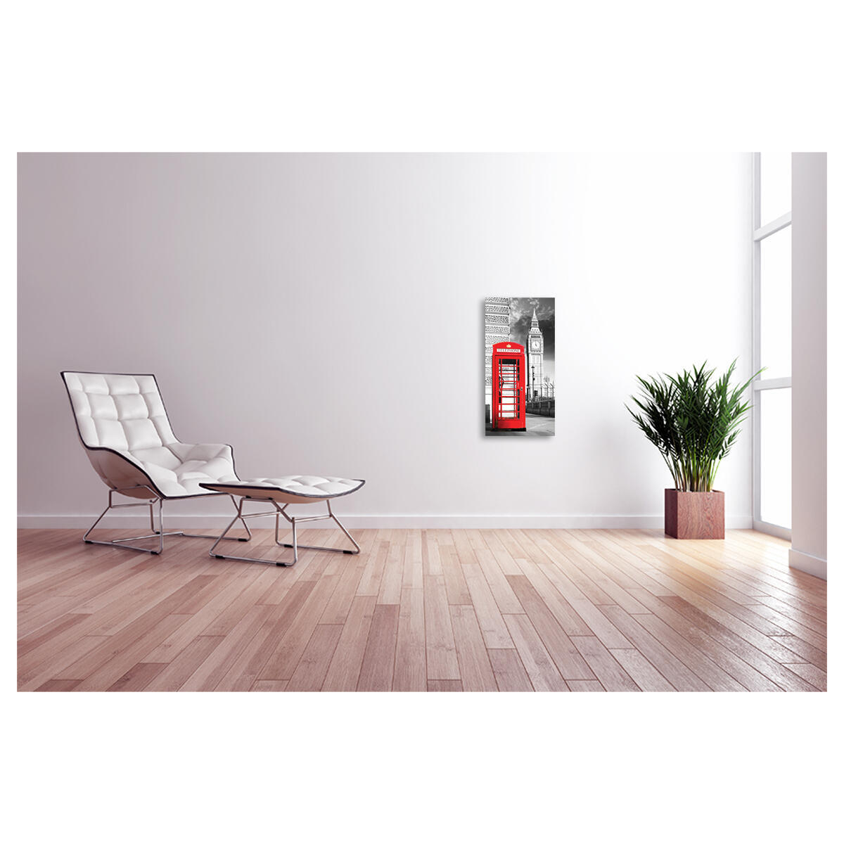 Dipinto senza cornice Red cabin sfondo b&w 100x50 cm - 2