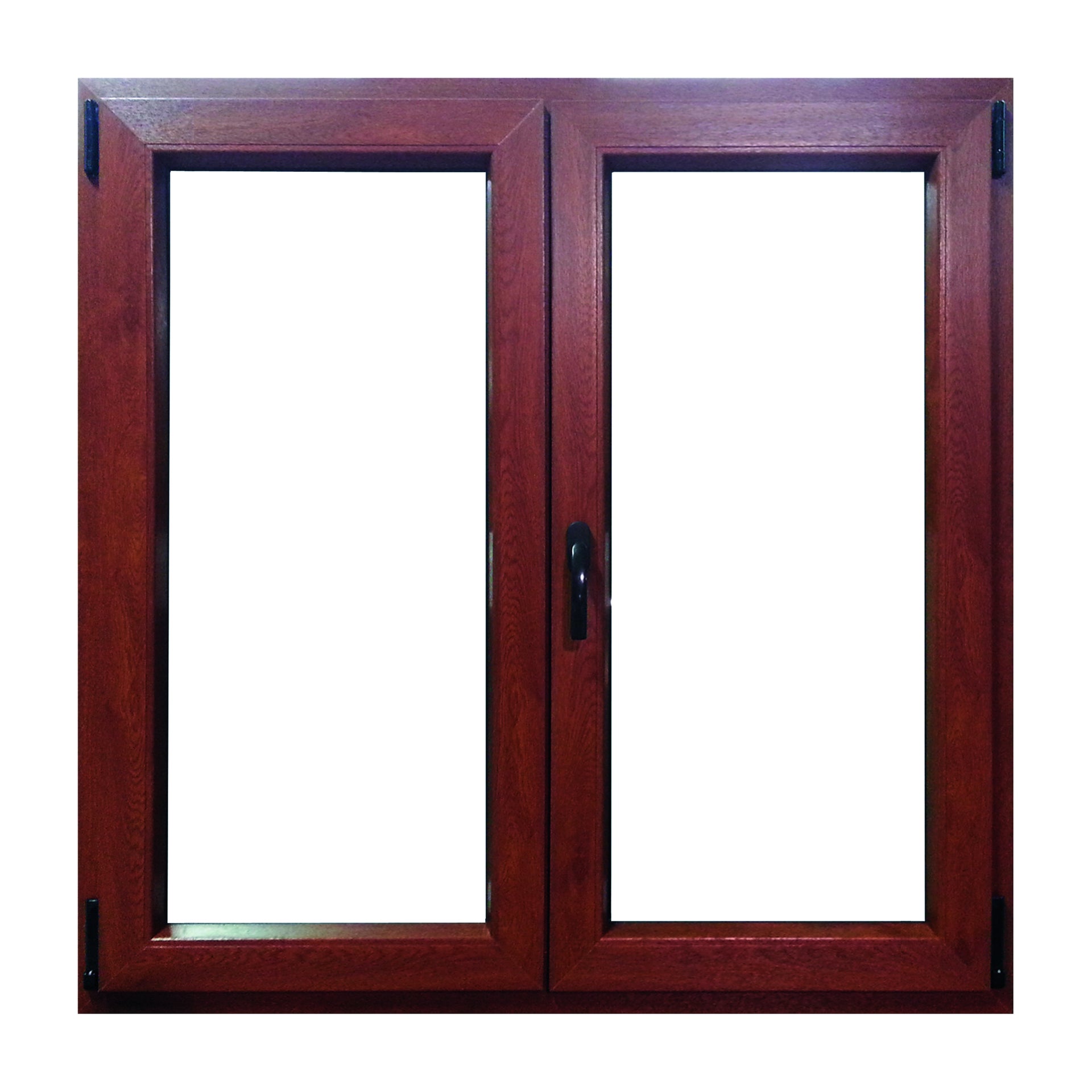 Finestra in pvc noce L 120 x H 120 cm, 2 ante oscillo-battente apertura sinistra