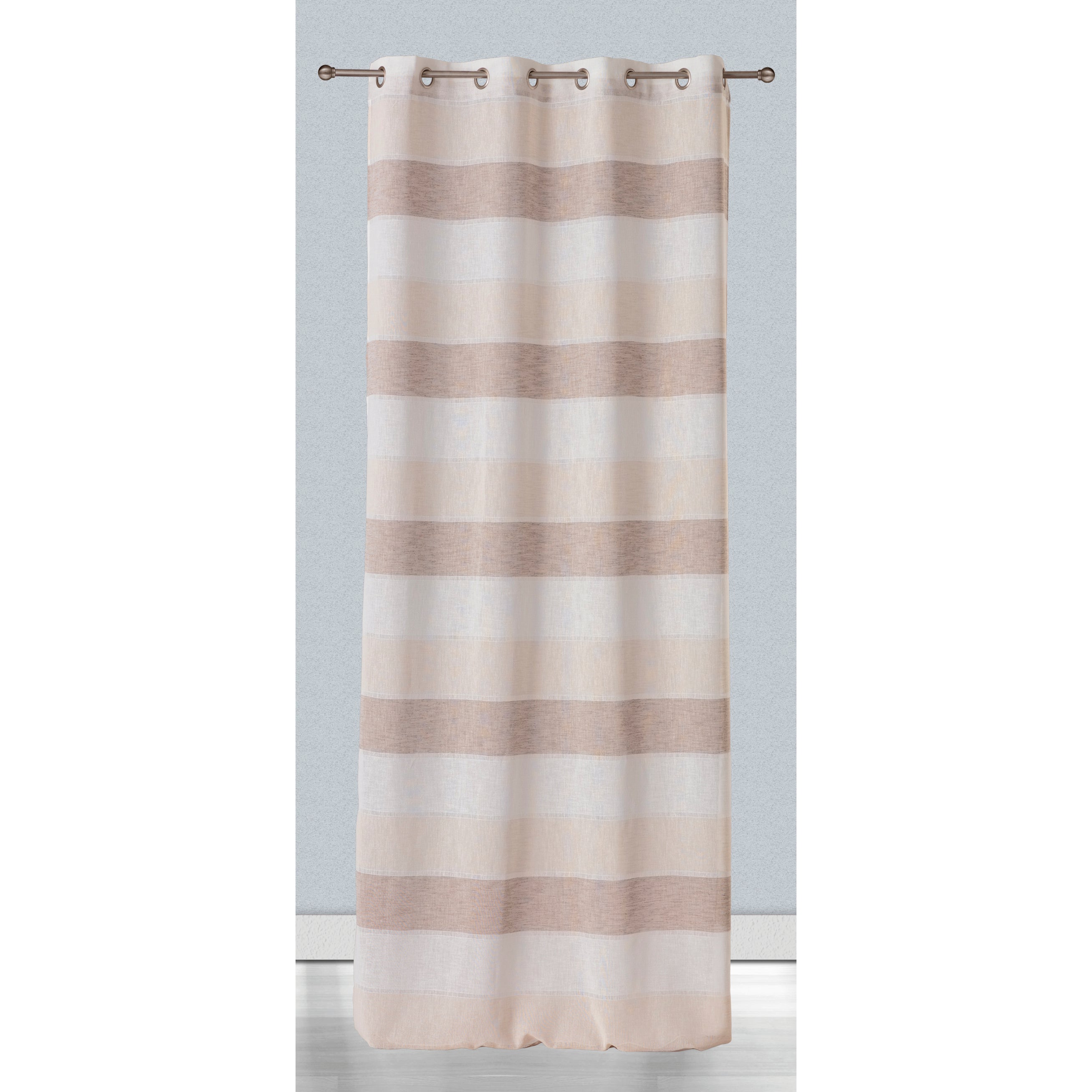 Douceur d'Intérieur Morbidezza di interni, tenda con occhielli 140 x 240 cm, in cotone tinta unita con top ricamato con pompon amaya rosa