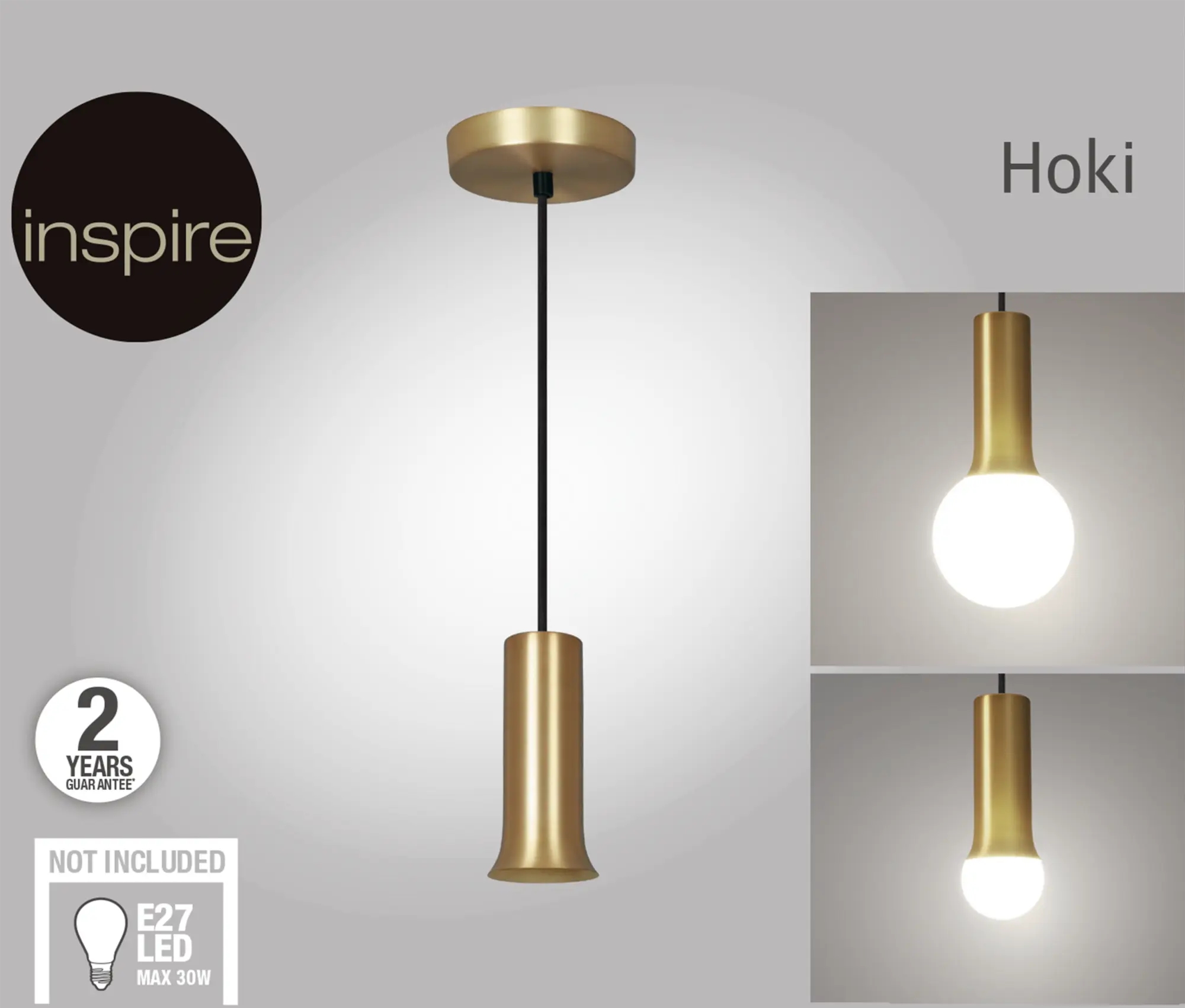 Lampadario Design Hoki oro in ottone, D. 12 cm, L. 5 cm, INSPIRE - 3