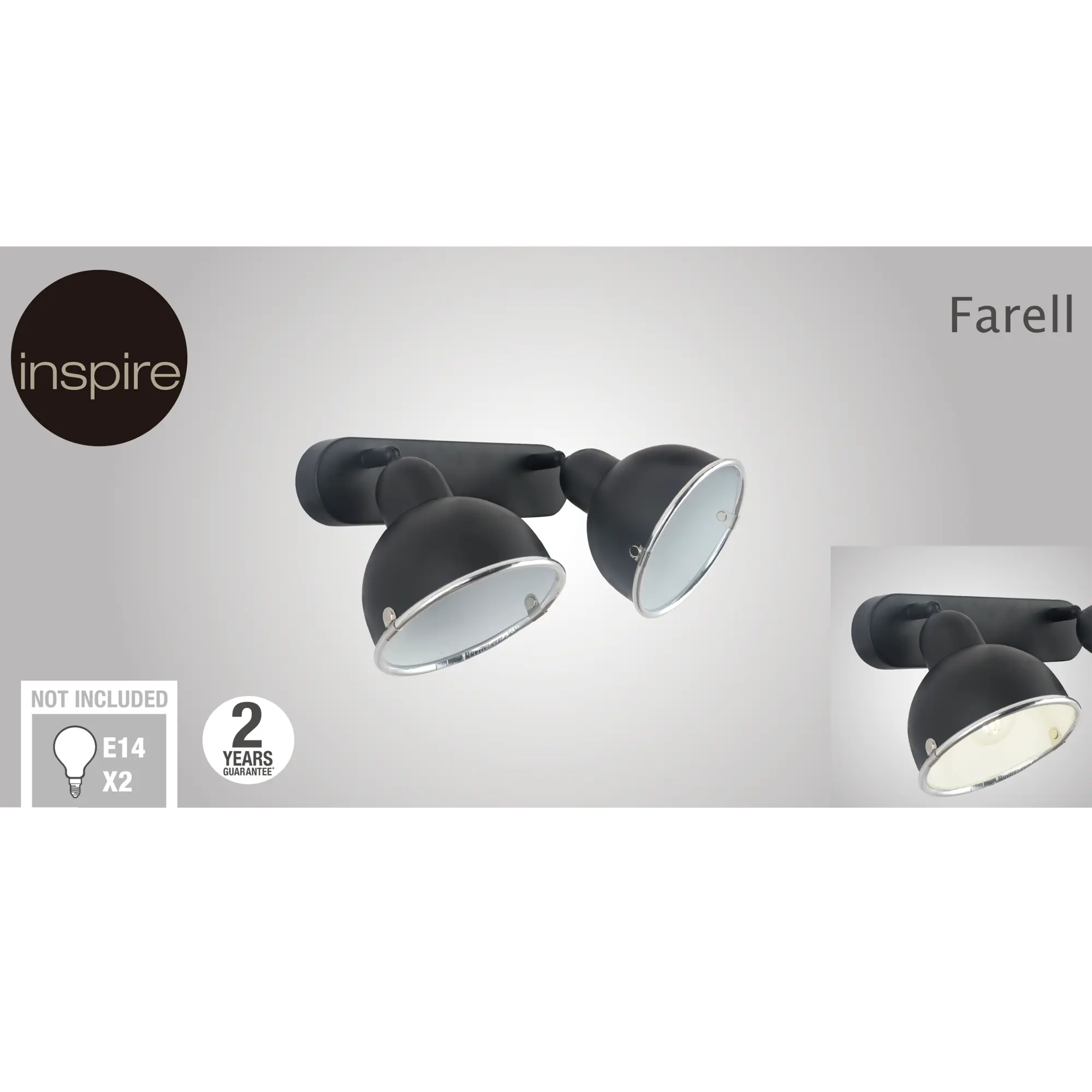 Faretto Farell nero in metallo E14 INSPIRE - 5