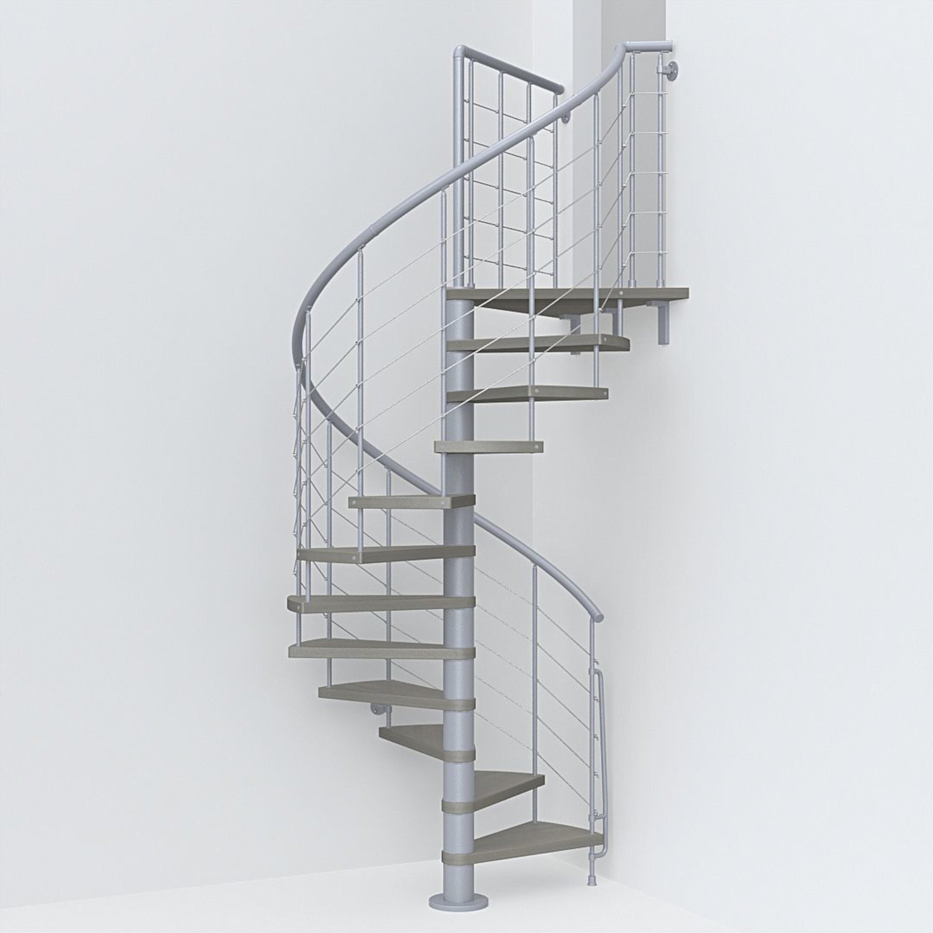 Scala a chiocciola tonda Symphonie FONTANOT L 120 cm, gradino tortora, struttura grigio