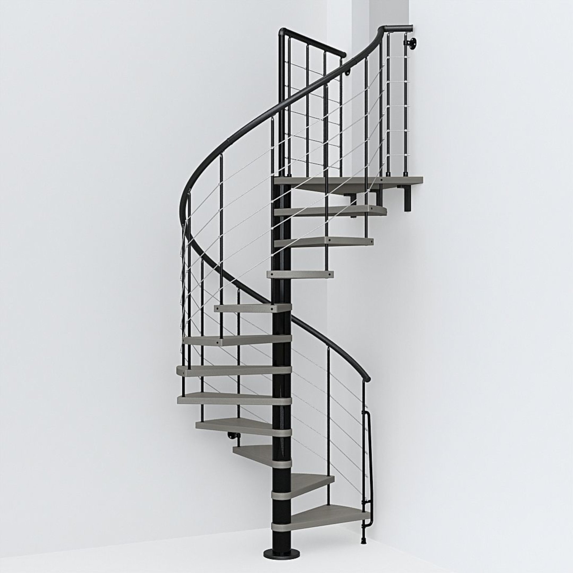 Scala a chiocciola tonda Symphonie FONTANOT L 120 cm, gradino tortora, struttura nero