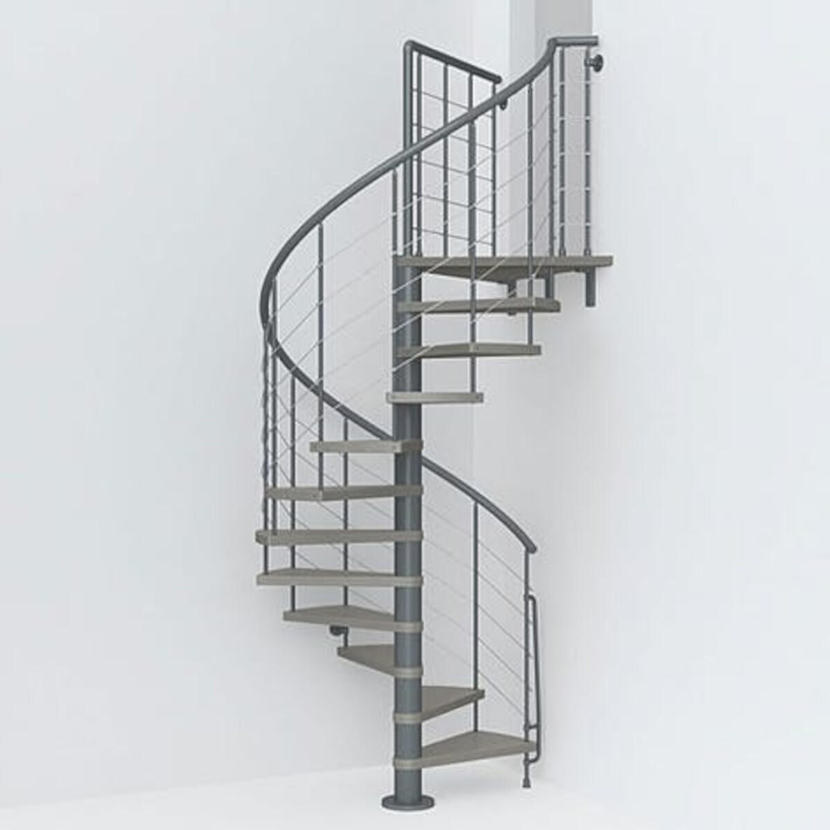 Scala a chiocciola tonda Symphonie FONTANOT L 160 cm, gradino tortora, struttura antracite