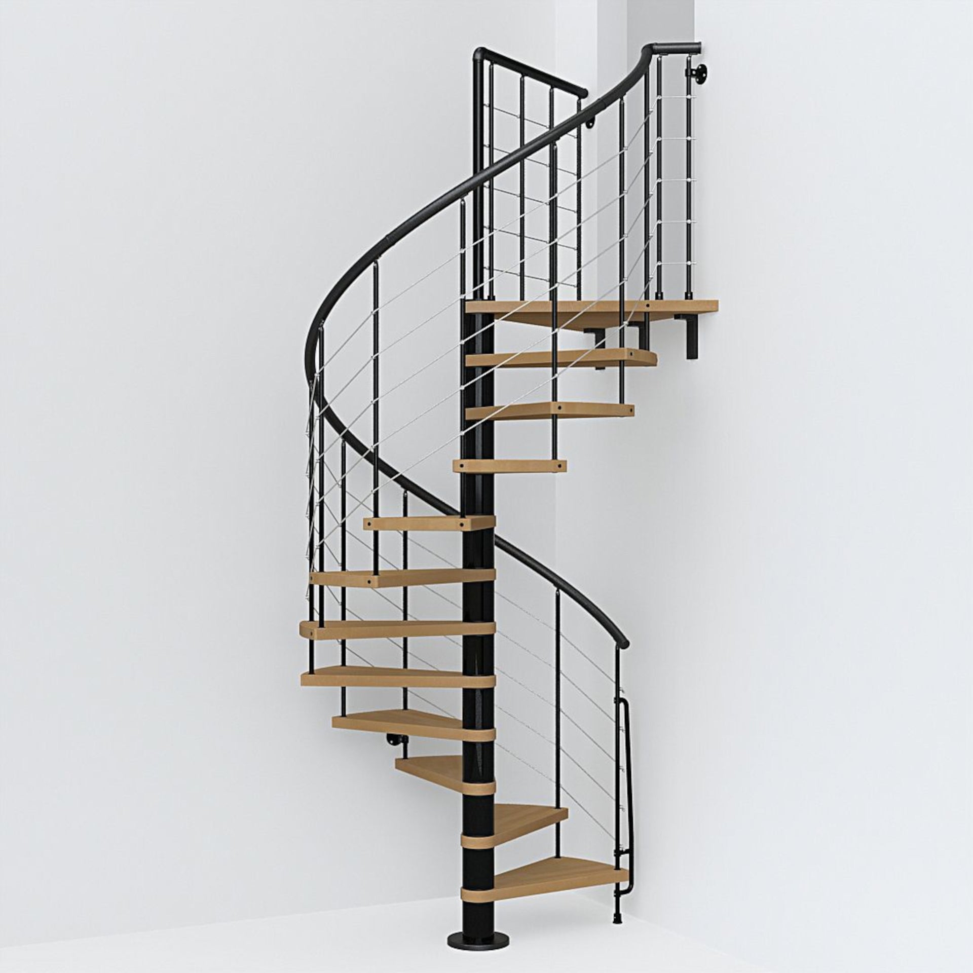 Scala a chiocciola tonda Symphonie FONTANOT L 120 cm, gradino noce, struttura nero