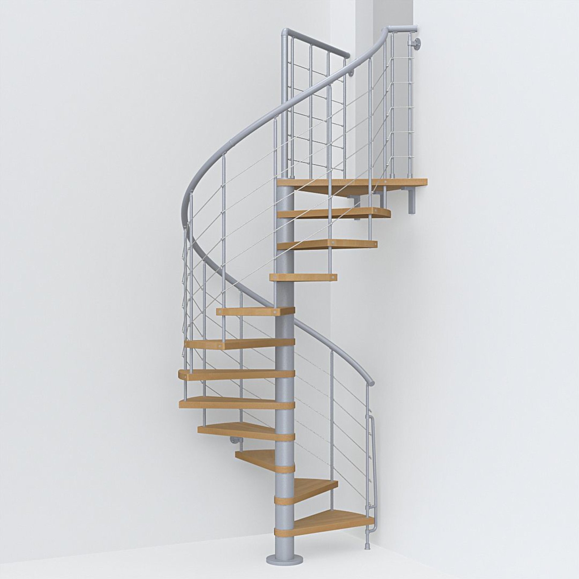 Scala a chiocciola tonda Symphonie FONTANOT L 160 cm, gradino noce, struttura grigio