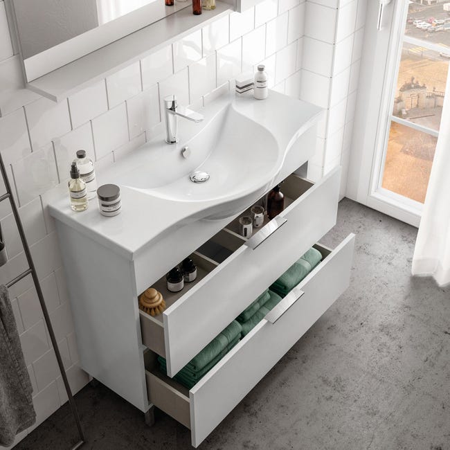 Mobile Bagno Jnka Bianco Lucido L 96 Cm Leroy Merlin Mobili Da Bagno E Specchi Leroy Merlin