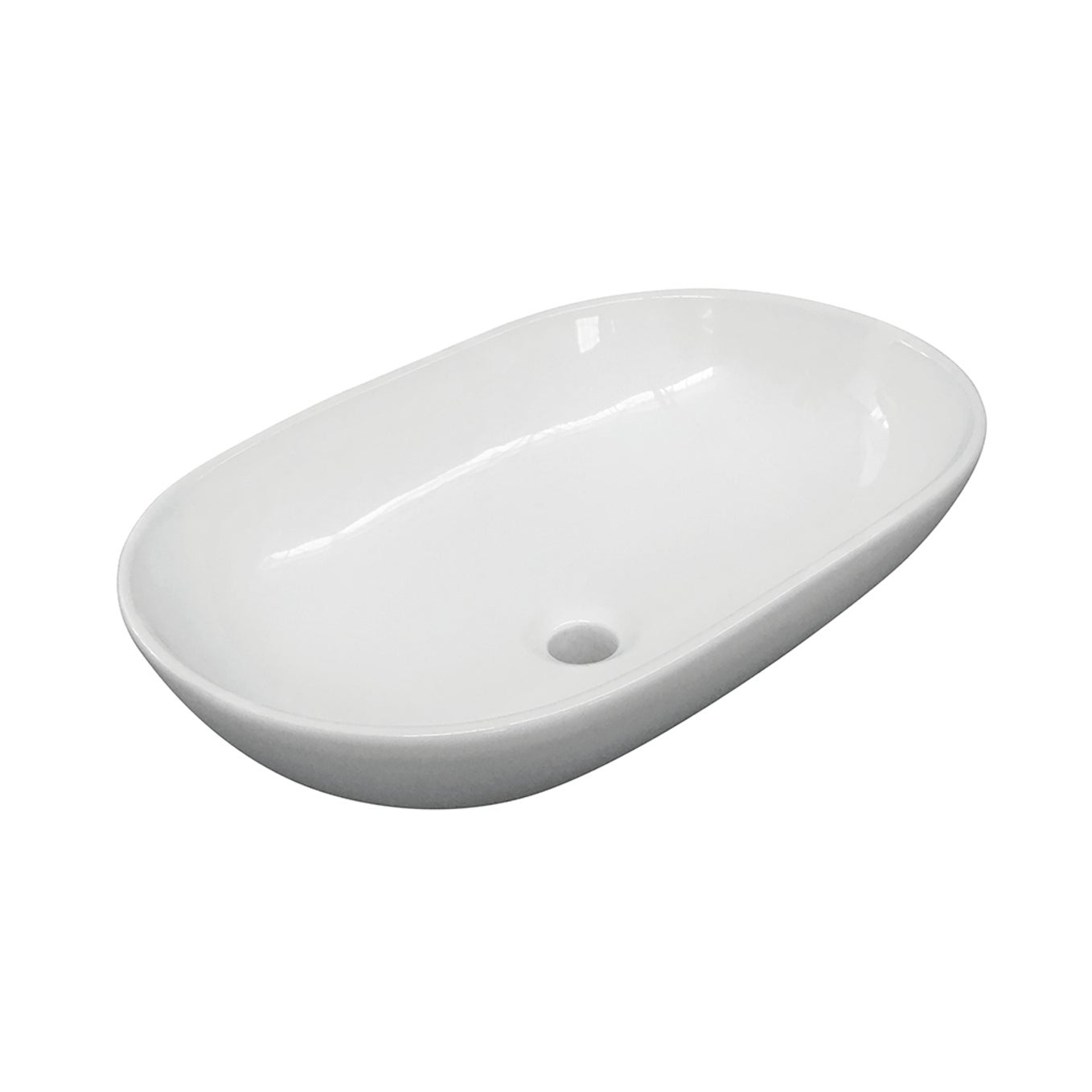 Lavabo free-standing d'appoggio ovale Eolian in porcellana L 60 x P 39.5 x H 20 cm bianco