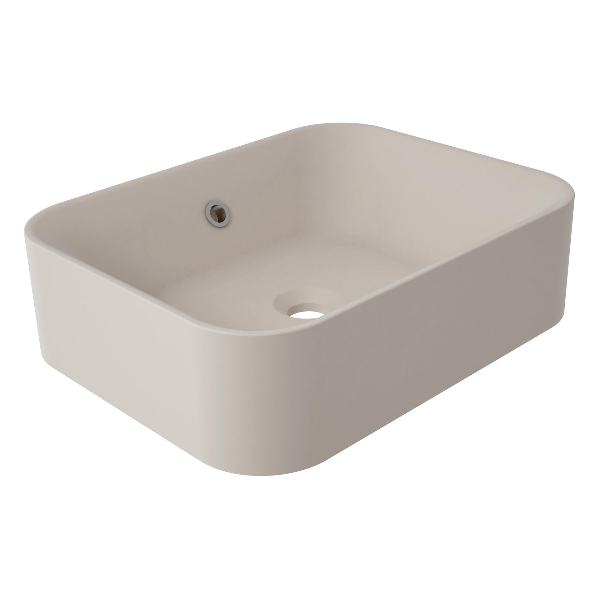 Lavabo da appoggio rettangolare Capsule in resina L 48 x P 38 x H 38 cm beige e naturale