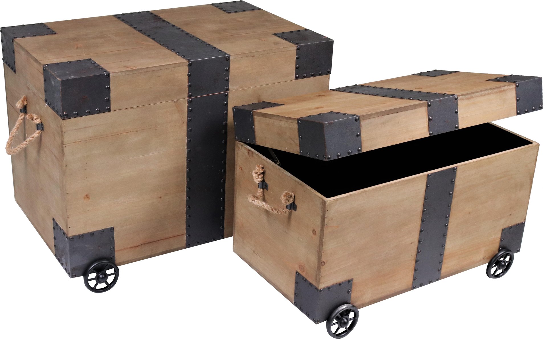 Set di 2 pezzi, Baule Rustic L 64 x H 42 x P 50 cm Beige