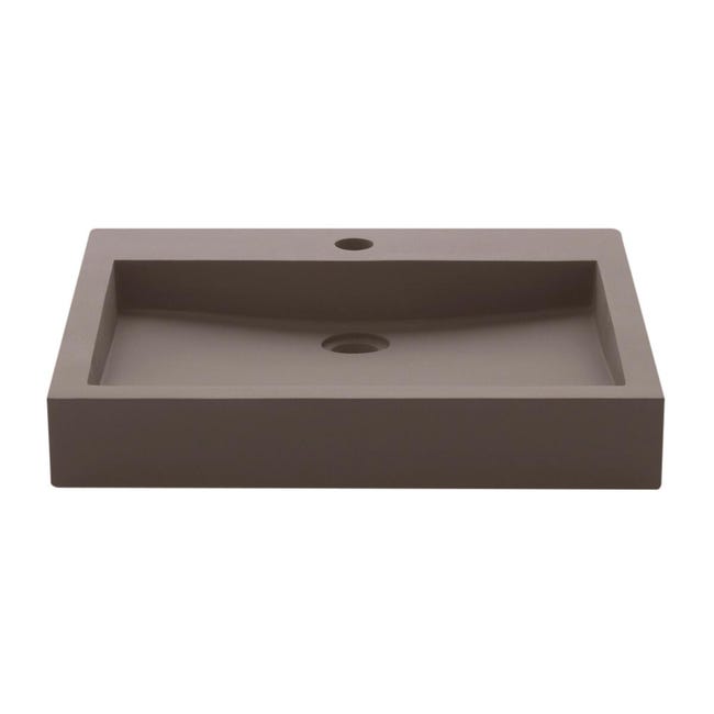 Lavabo Da Appoggio Rettangolare Sobarzo In Ceramica L 52 X P 47 X H 10 Cm Grigio Leroy Merlin Lavandino Pietra Leroy Merlin