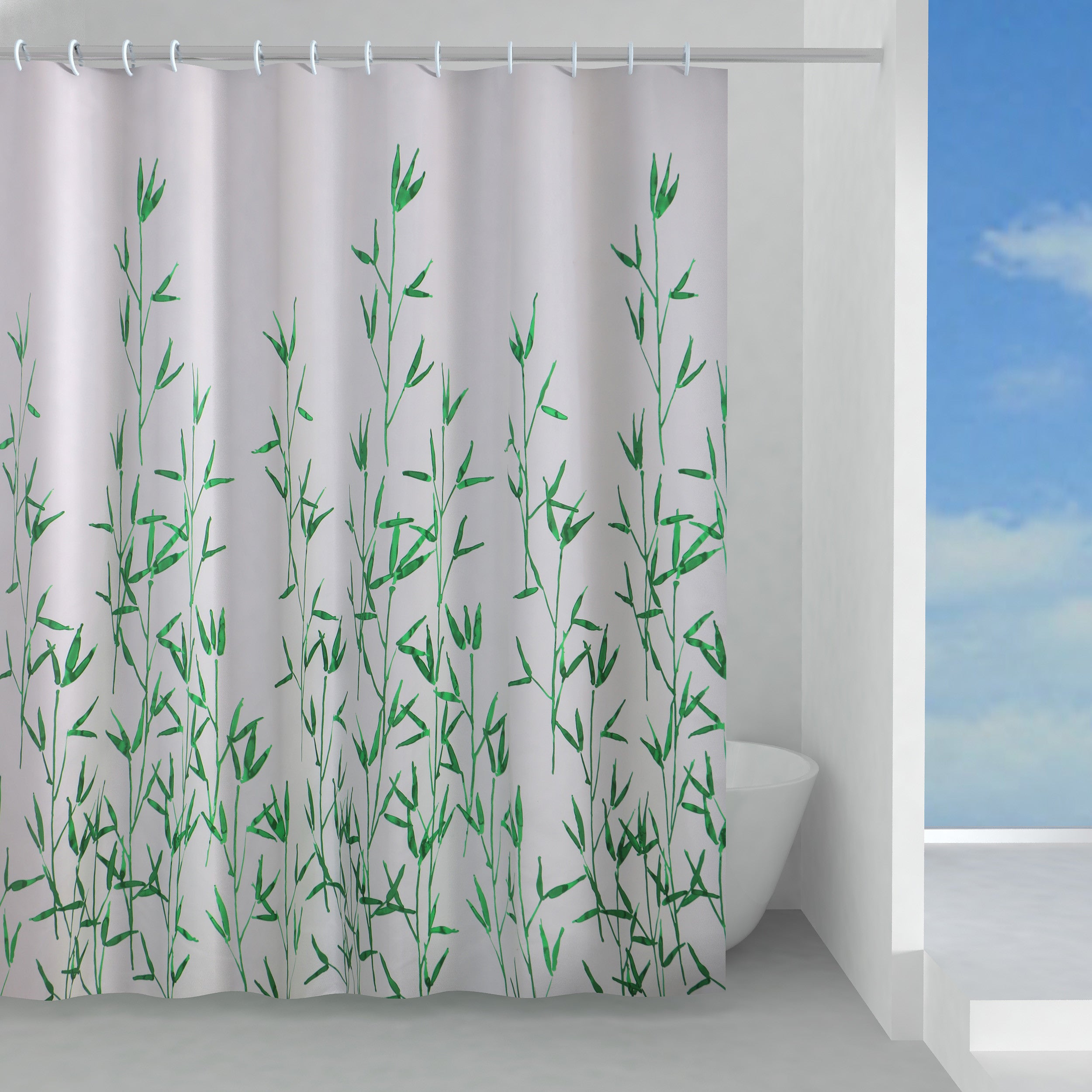 set con ganci motivo a rami 72 x 72 pollici fiori verde eucalipto rotondo decorazione per la casa impermeabile il bagno in poliestere Gfryerty Tenda da doccia ad acquerello 