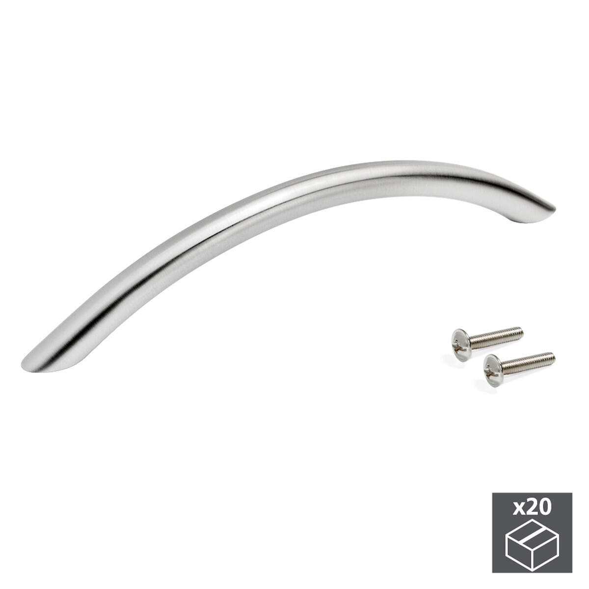Nichel satinato Lunghezza 28,42 cm Confezione da 10 diametro 0,95 cm Interasse: 22,4 cm Maniglia a barra per mobili Basics stile europeo